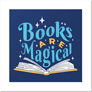 Books Are Magical // Cute Quote for Avid Readers Blue Posters and Art